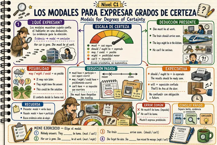 Mapa mental: Modales para expresar certeza, Nivel C1