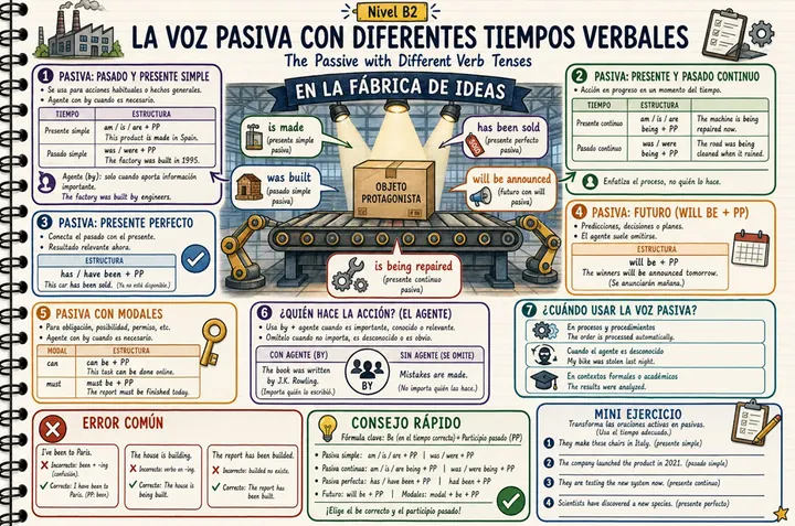 Mapa mental: La voz pasiva, Nivel B2